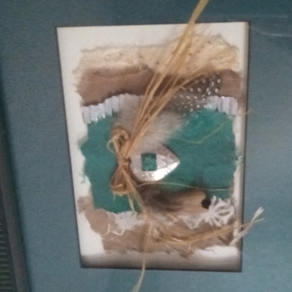 Joan Casey Unique Framed Feather/Heart Art - Picture 2 of 8